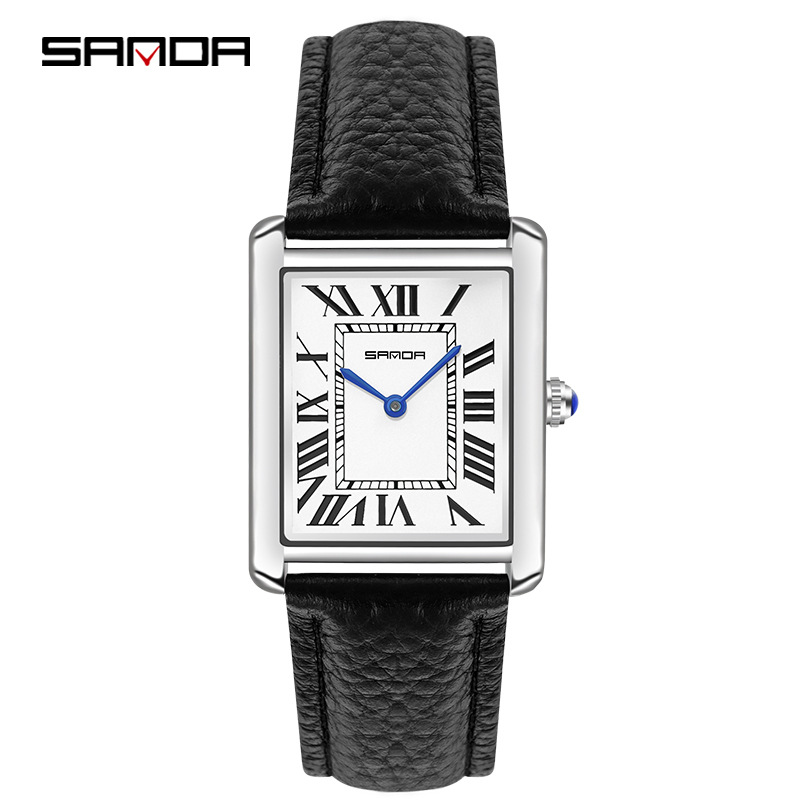 Leather Watch Band Men - Sanda orologi da polso rettangolari donna