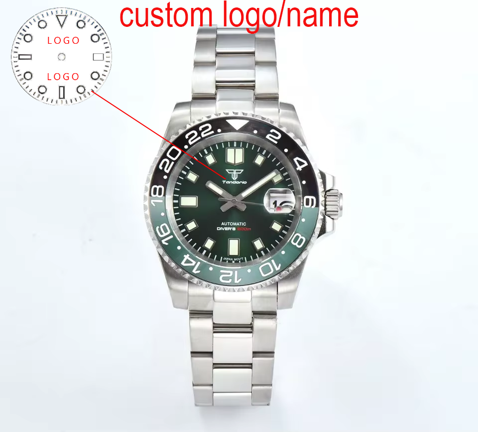 Stainless Bracelet Diver - Orologio da uomo subacqueo verde personalizzato