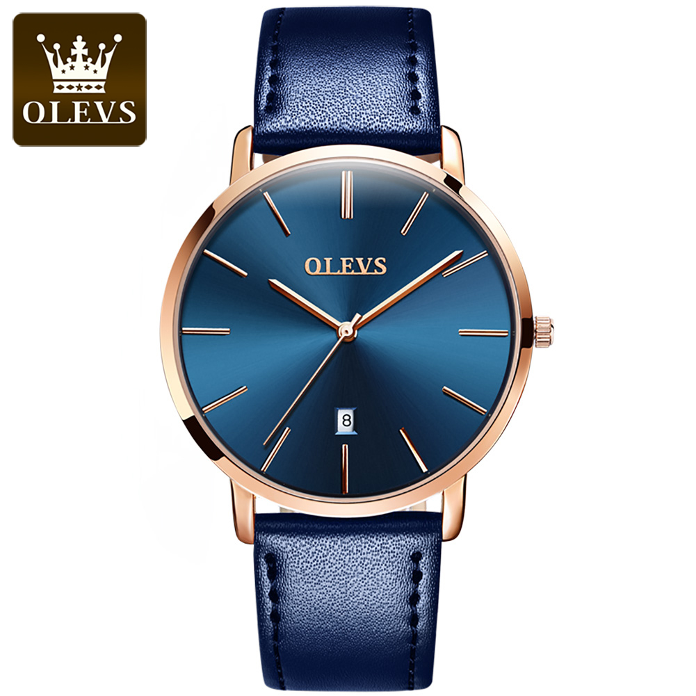 Leather Watch Band Men - Orologio al quarzo originale OLEVS da
