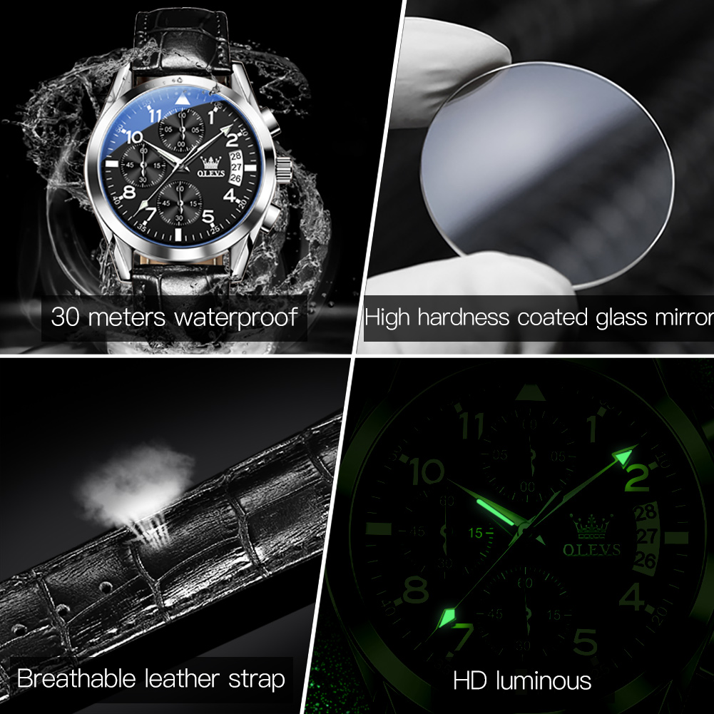 OLEVS Orologio al quarzo da uo - Leather Watch Band Men recensione e prezzo